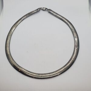 Sterling Silver Omega Statement Necklace 18.5 Inches